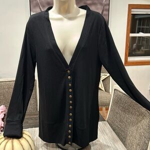 Zenana Outfitters brand, size XL black button down cardigan.